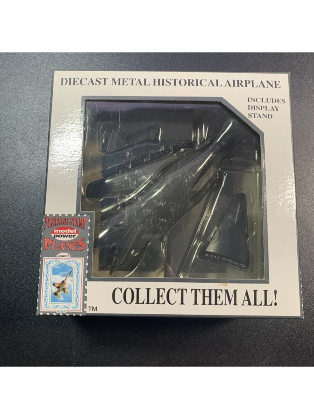 Model Power 5386 F-117 Night Hawk Stealth Jet 1:100 Diecast Postage Stamp NIB